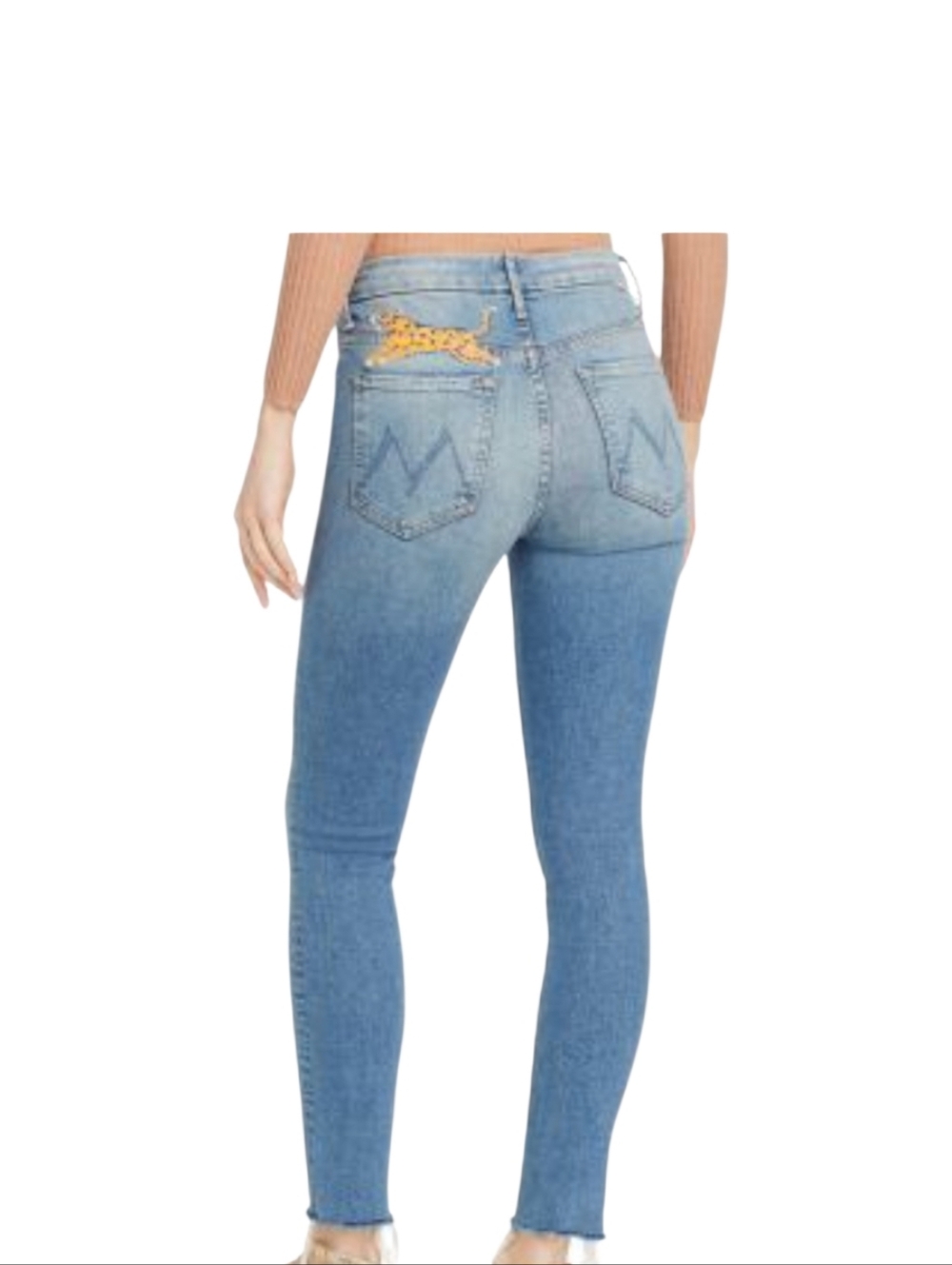 MOTHER Looker Ankle Fray Painted Leopard Jeams - 24.          A38